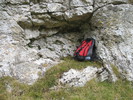18. Low rock shelter high on the dale side above the footpath / 